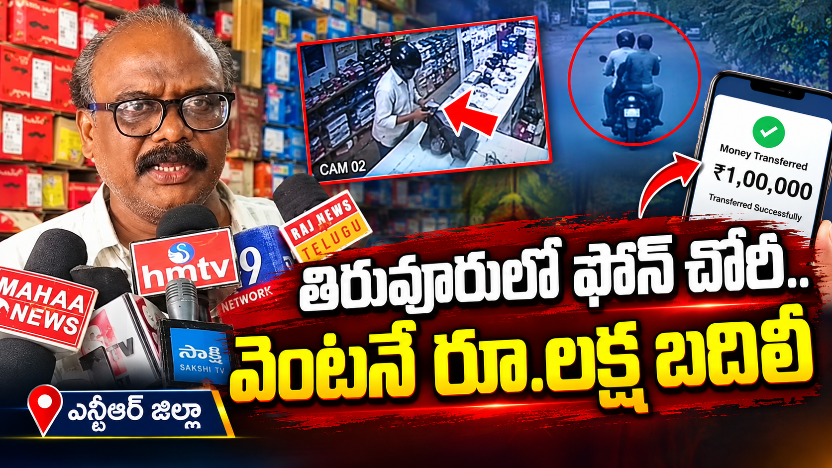 తిరువూరులో ఫోన్ చోరీ.. వెంటనే రూ.లక్ష బదిలీ